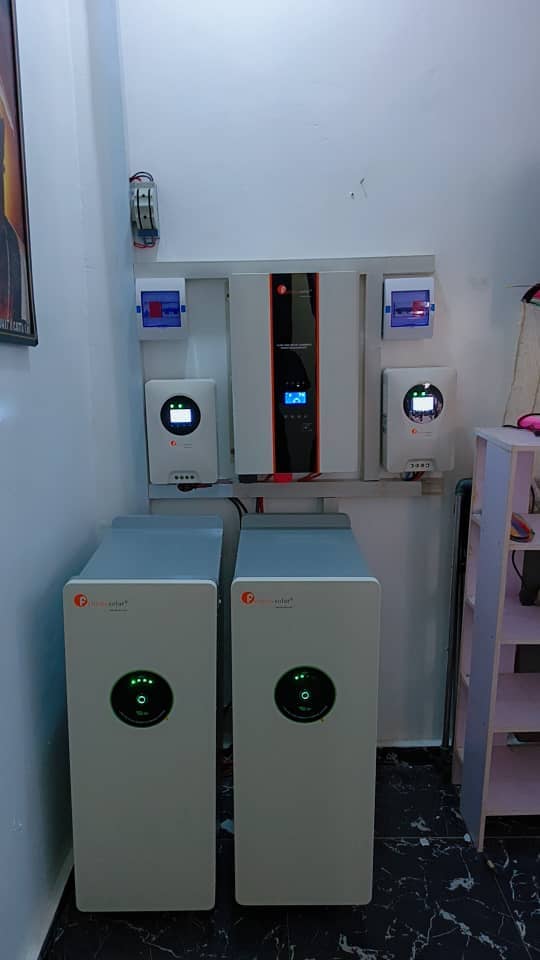 Battery backup cabinets installed below an inverter
